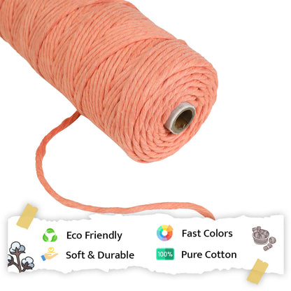 4mm Single Strand | Pastel Orange | 150 Metres | 1kg Spool | Cotton  |No 34