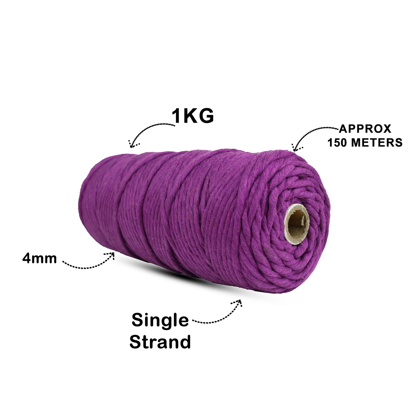 4mm Single Strand | Reddish Purple | 150 Metres | 1kg Spool | Cotton  |No 36