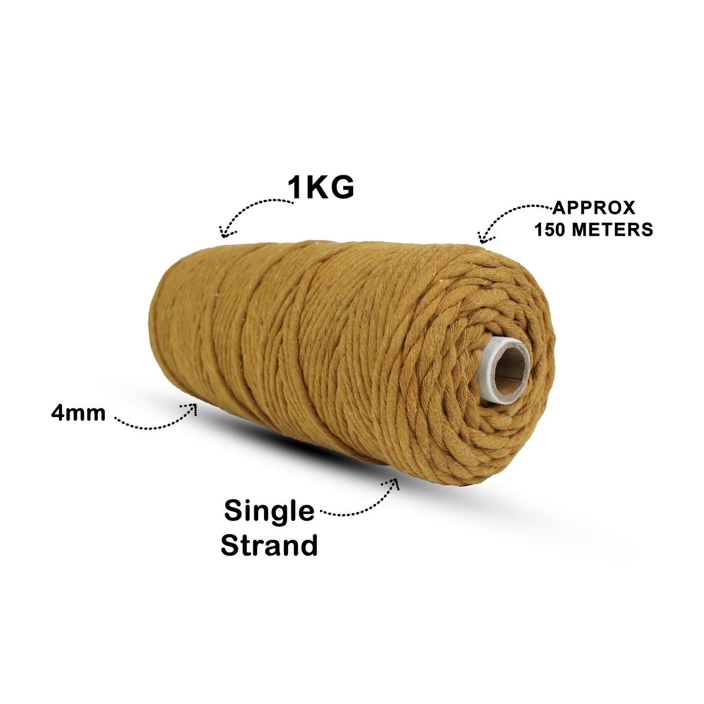 4mm Single Strand | Golden Mustard | 150 Metres | 1kg Spool | Cotton  |No 37