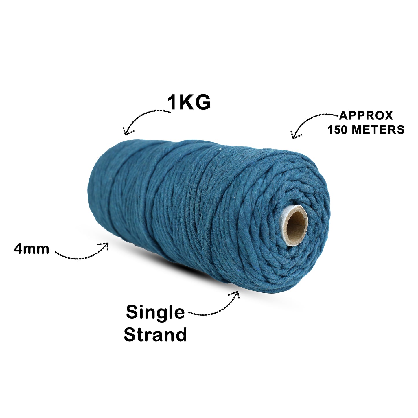 4mm Single Strand | Teal Blue | 150 Metres | 1kg Spool | Cotton  |No 39