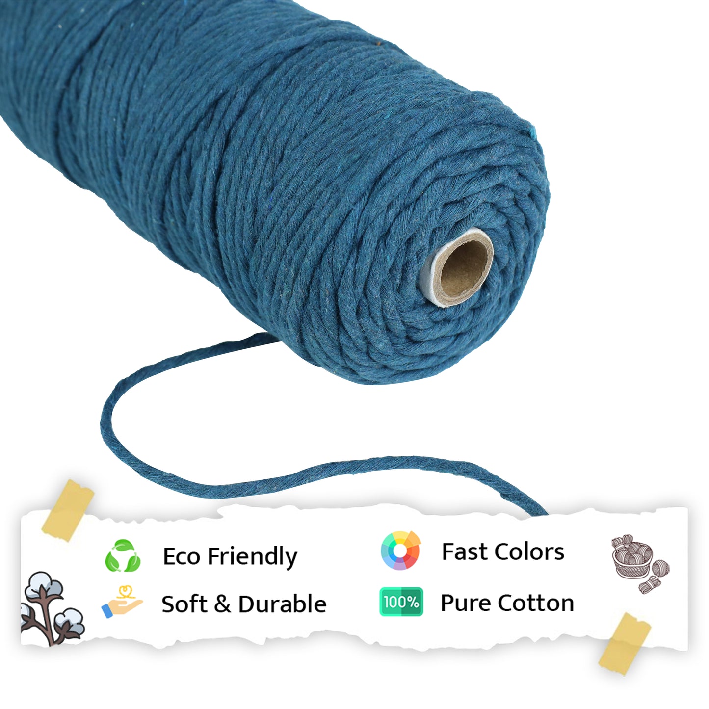 4mm Single Strand | Teal Blue | 150 Metres | 1kg Spool | Cotton  |No 39