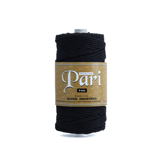 4mm Twisted (3Ply) | Black | 150 Metres | 1kg Spool | Cotton | No 01