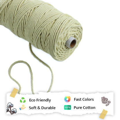 4mm Twisted (3Ply) | Light Yellow | 150 Metres | 1kg Spool | Cotton | No 09