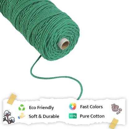 4mm Twisted (3Ply) | Green | 150 Metres | 1kg Spool | Cotton | No 11