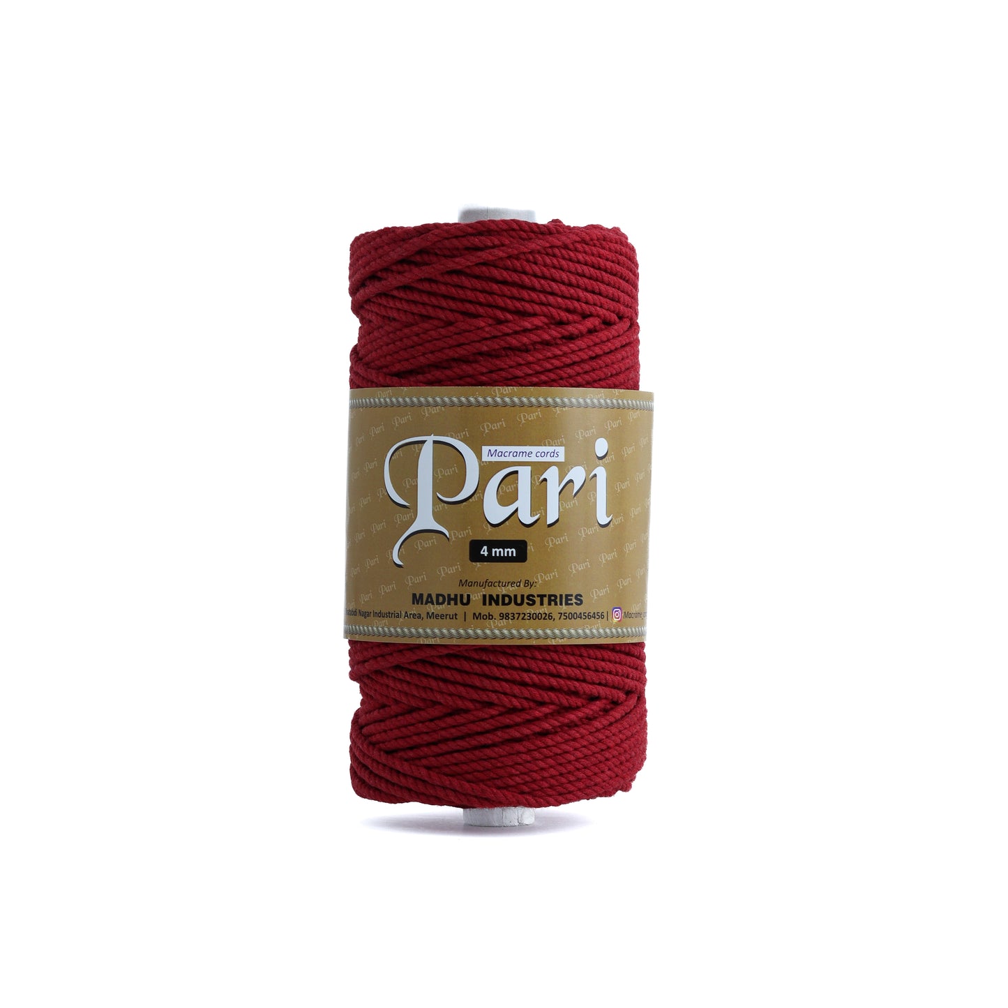 4mm Twisted (3Ply) | Red | 150 Metres | 1kg Spool | Cotton | No 15