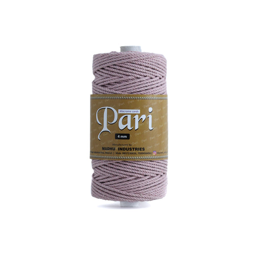 4mm ટ્વિસ્ટેડ (3Ply) | બેબી પિંક | 150 મીટર | 1 કિલો સ્પૂલ | કપાસ