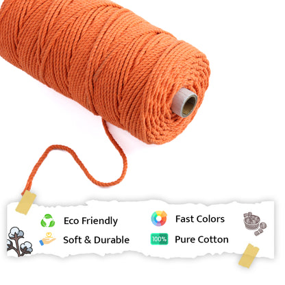 4mm Twisted (3Ply) | Orange | 150 Metres | 1kg Spool | Cotton | No 19