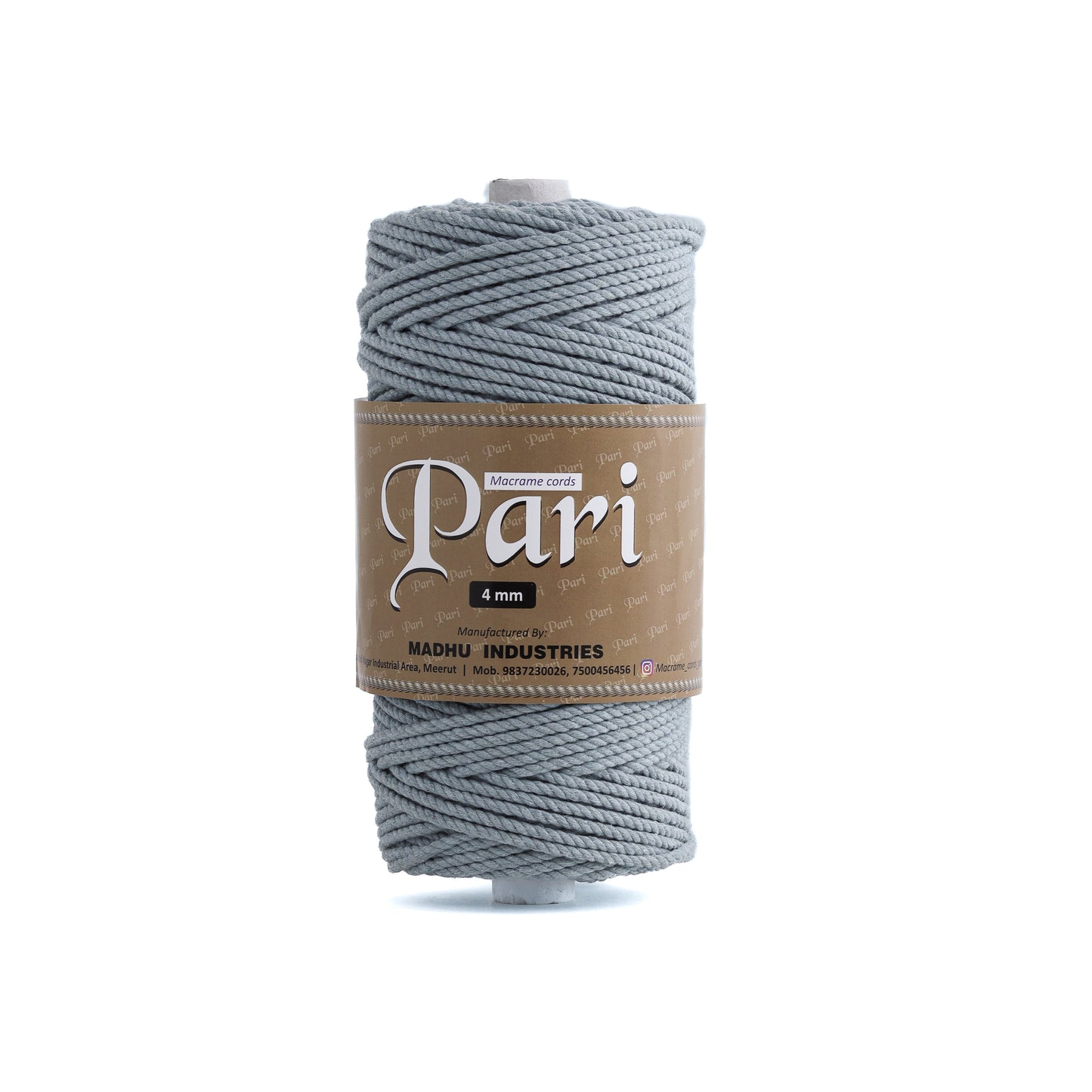 4mm Twisted (3Ply) | Steel Grey | 150 Metres | 1kg Spool | Cotton | No 24