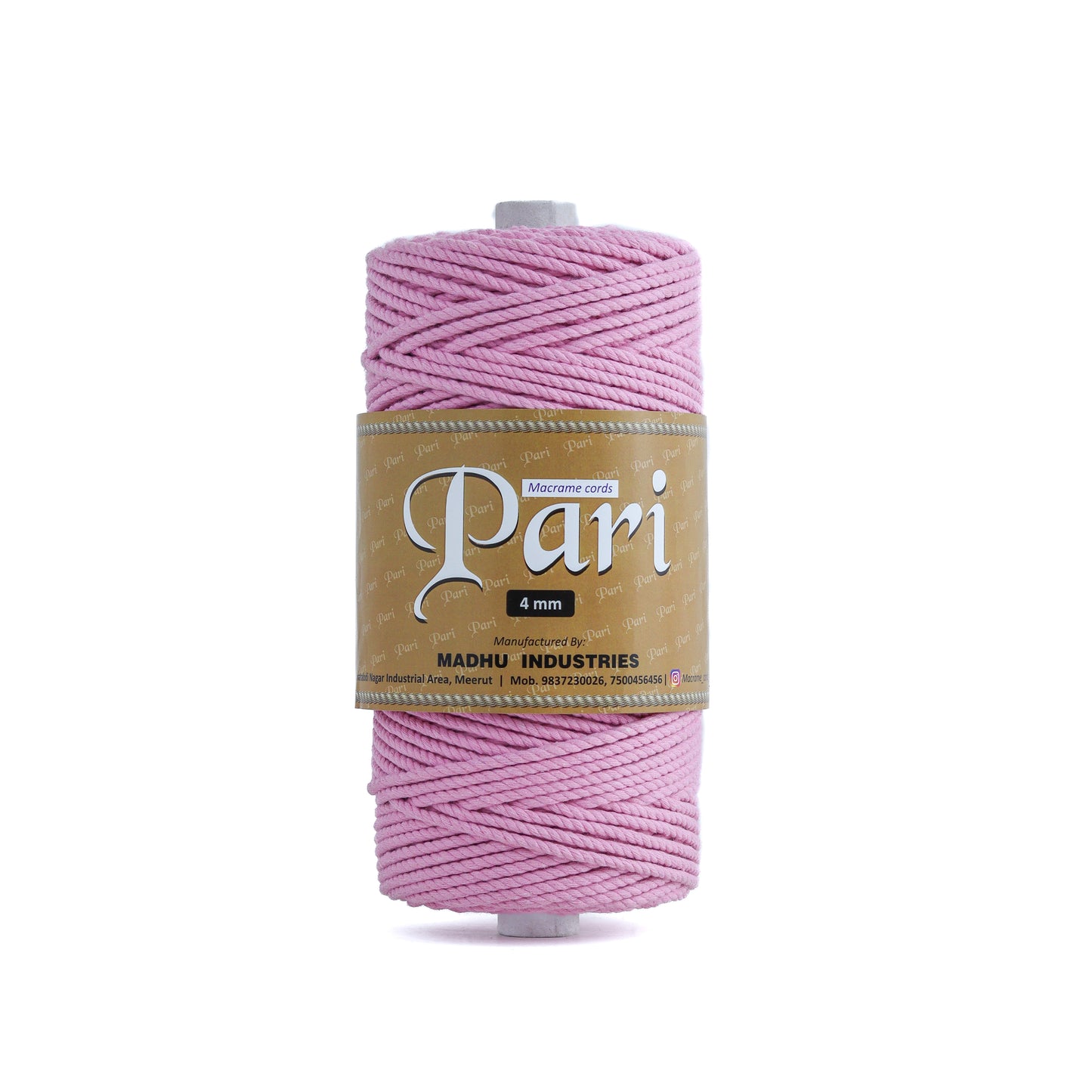 4mm Twisted (3Ply) | Bubble Gum Pink | 150 Metres | 1kg Spool | Cotton | No 26