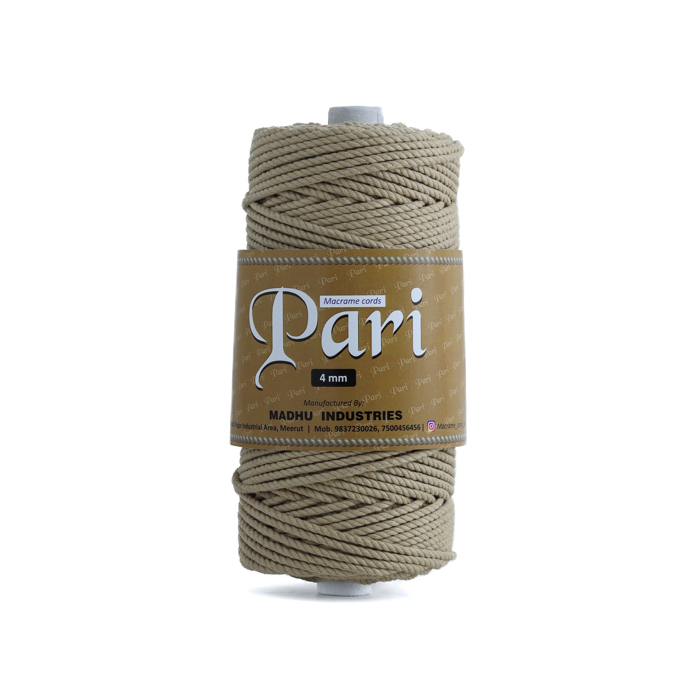 4mm Twisted (3Ply) | Beige | 150 Metres | 1kg Spool | Cotton | No 30