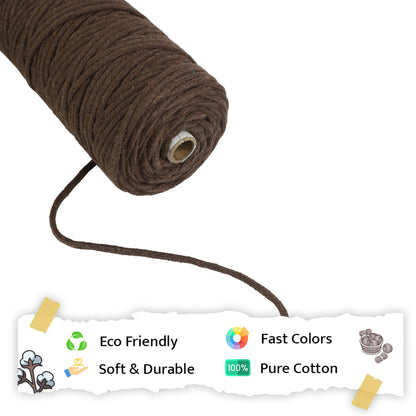 5mm Braided | Coffee Brown | Approx 100 Metres | 1kg Spool | Cotton | No 05