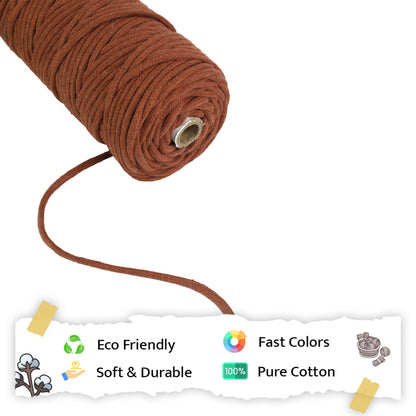 5mm Braided | Chocolate Brown | Approx 100 Metres | 1kg Spool | Cotton | No 06