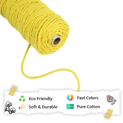 5mm Braided | Yellow | Approx 100 Metres | 1kg Spool | Cotton | No 08