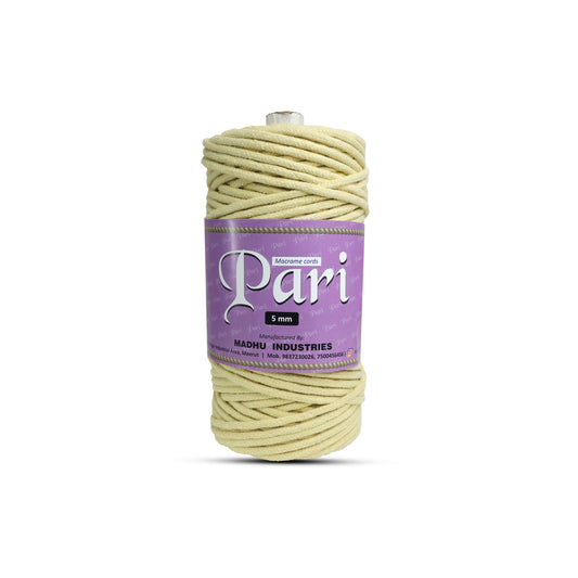 5mm Braided | Light Yellow | Approx 100 Metres | 1kg Spool | Cotton | No 09