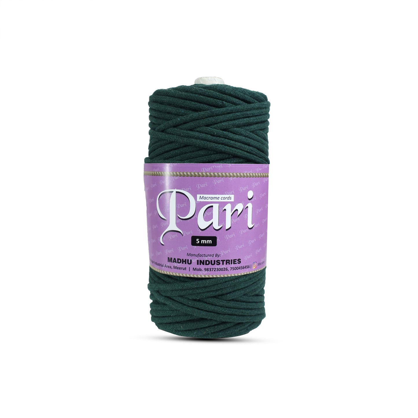 5mm Braided | Forrest Green | Approx 100 Metres | 1kg Spool | Cotton | No 10