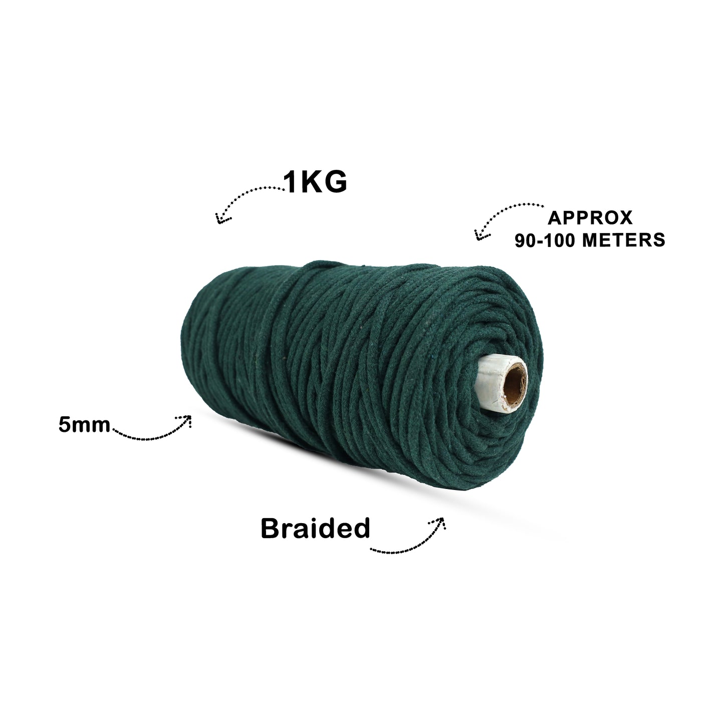 5mm Braided | Forrest Green | Approx 100 Metres | 1kg Spool | Cotton | No 10