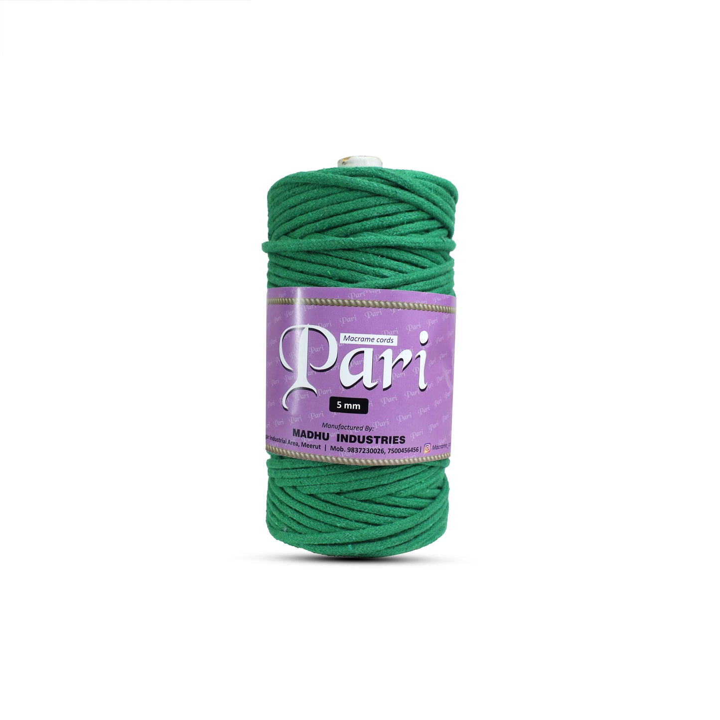 5mm Braided | Green | Approx 100 Metres | 1kg Spool | Cotton | No 11