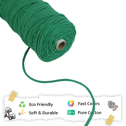 5mm Braided | Green | Approx 100 Metres | 1kg Spool | Cotton | No 11