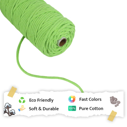 5mm Braided | Parrot Green | Approx 100 Metres | 1kg Spool | Cotton | No 13