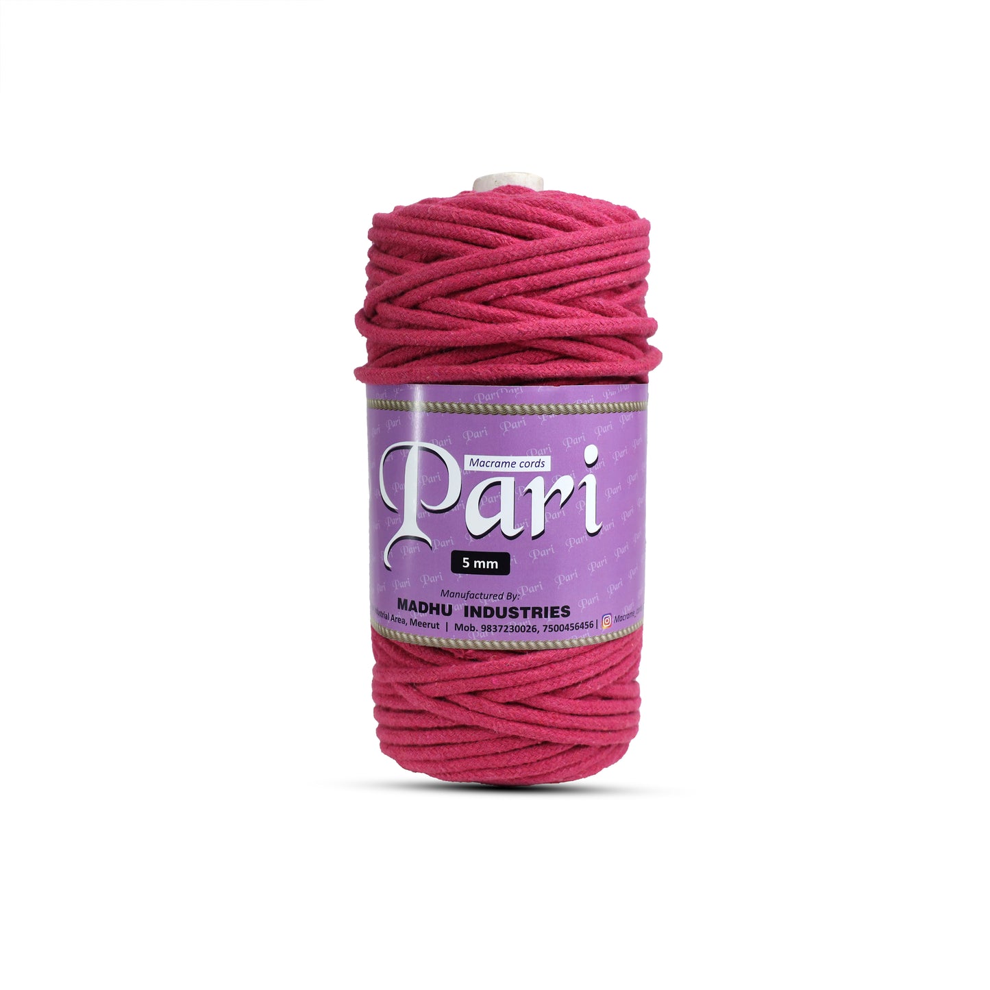 5mm Braided | Hot Pink | Approx 100 Metres | 1kg Spool | Cotton | No 16