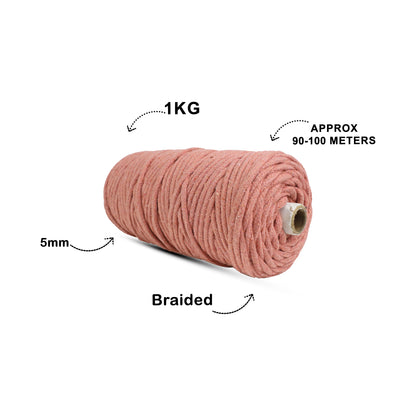 5mm Braided | Peach | Approx 100 Metres | 1kg Spool | Cotton | No 17