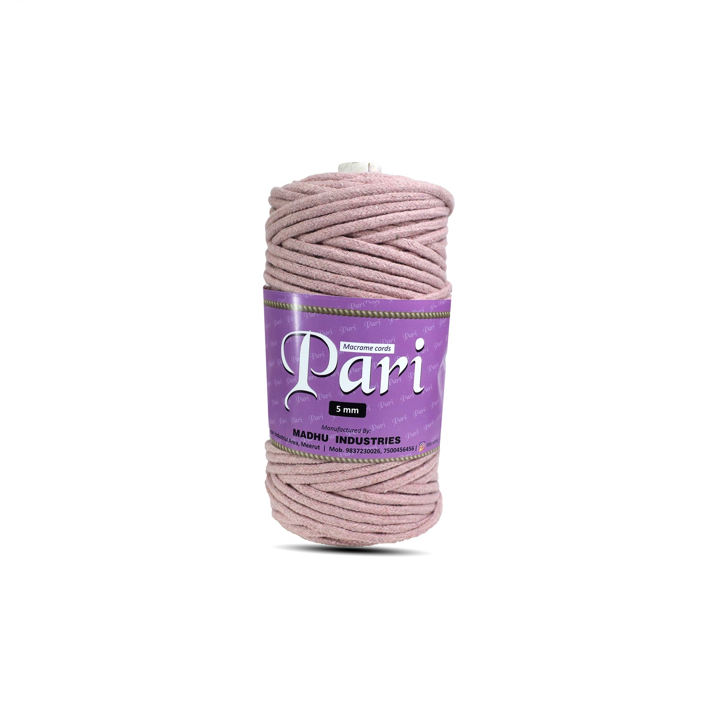 5mm Braided | Baby Pink | Approx 100 Metres | 1kg Spool | Cotton | No 18