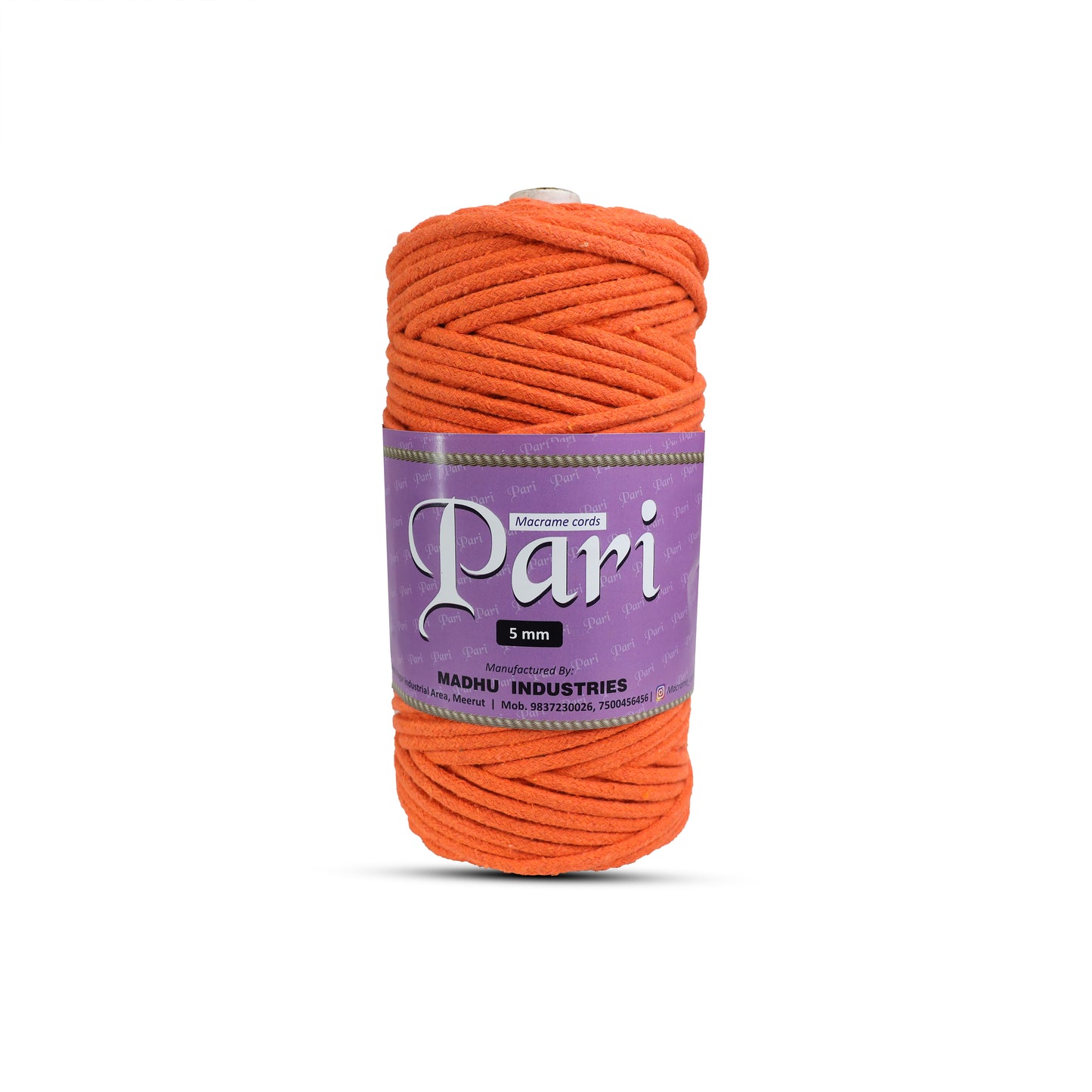 5mm Braided | Orange | Approx 100 Metres | 1kg Spool | Cotton | No 19