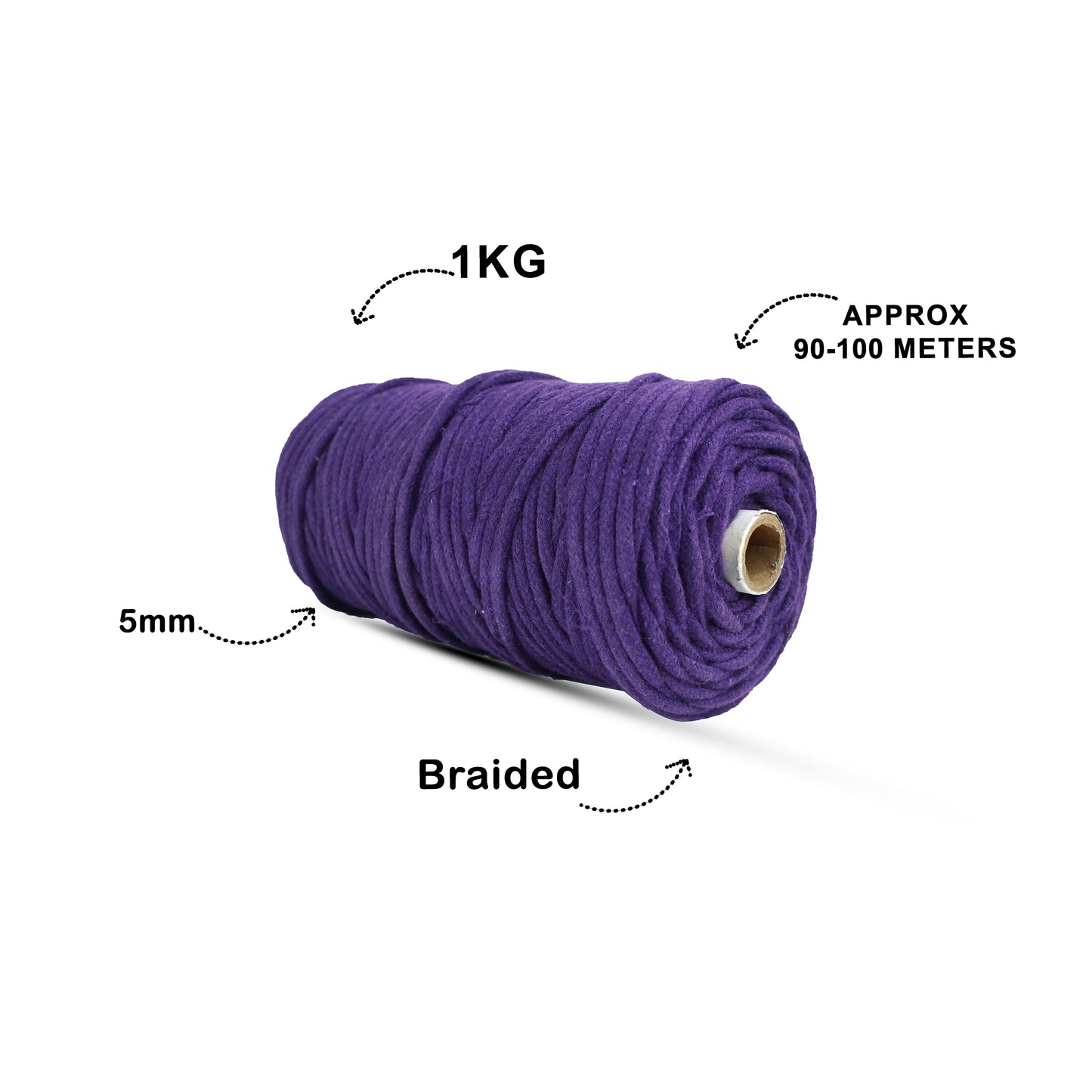 5mm Braided | Violet | Approx 100 Metres | 1kg Spool | Cotton | No 21