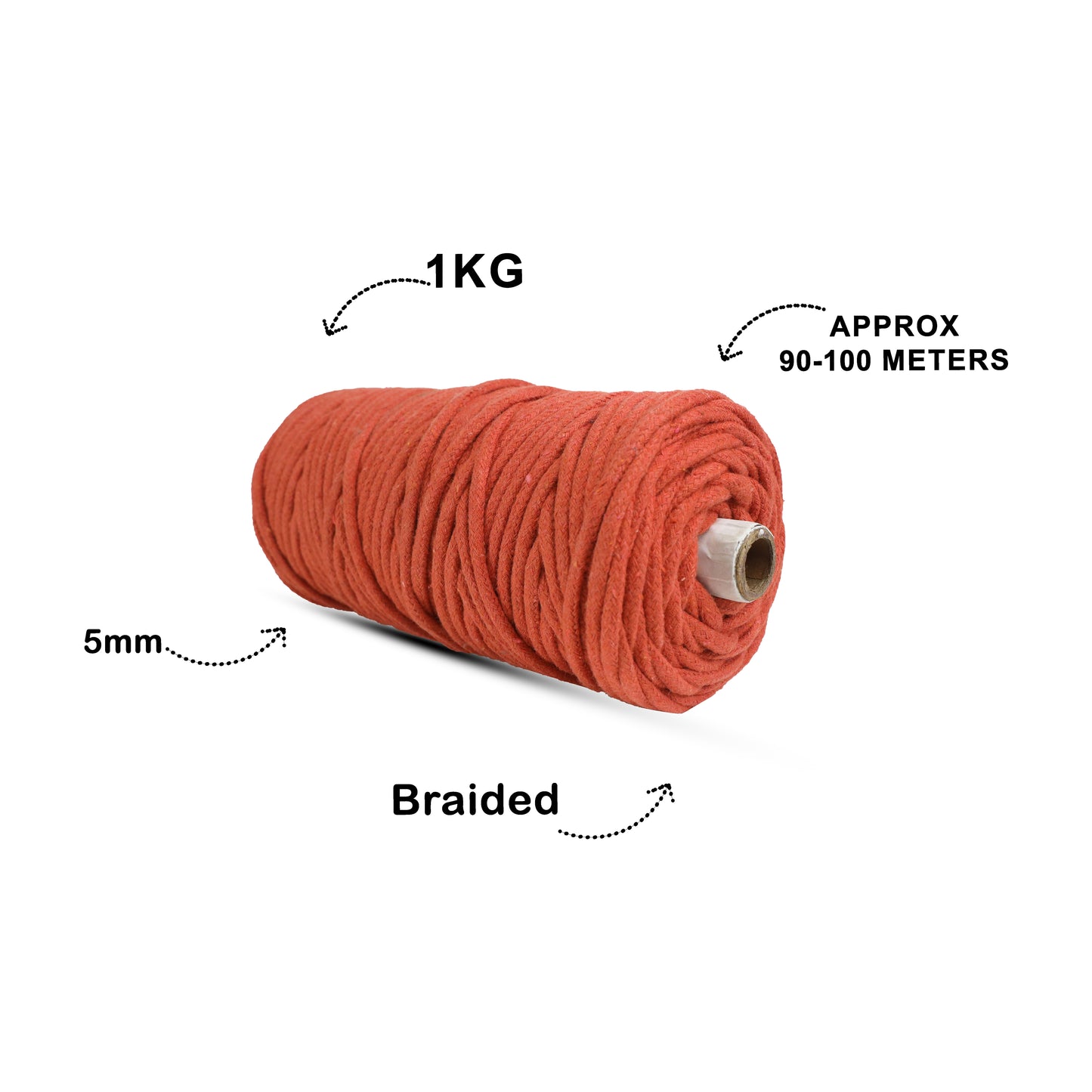 5mm Braided | Rust | Approx 100 Metres | 1kg Spool | Cotton | No 28