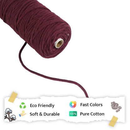 5mm Braided | Wine | Approx 100 Metres | 1kg Spool | Cotton | No 29