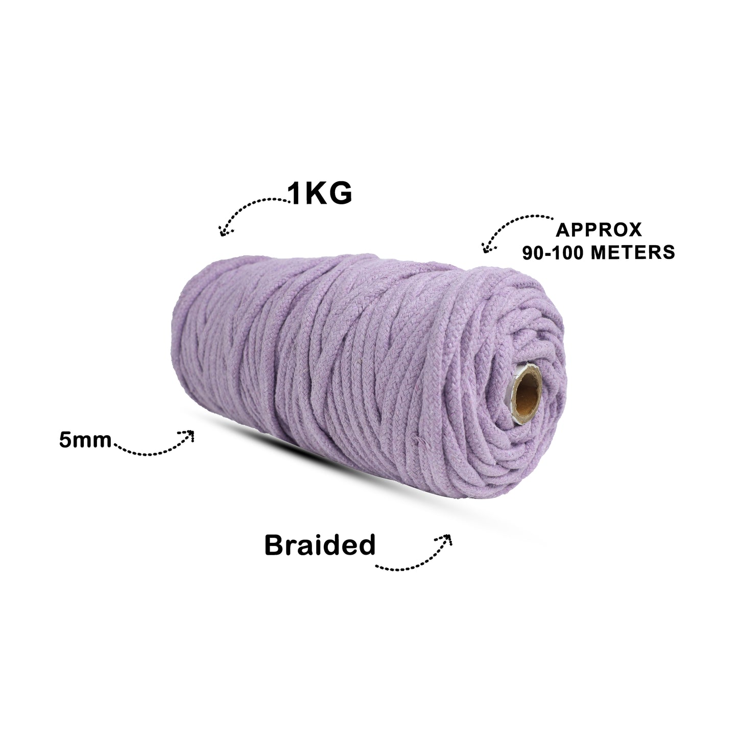 5mm Braided | Lavender | Approx 100 Metres | 1kg Spool | Cotton | No 31