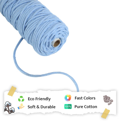 5mm Braided | Ice Blue | Approx 100 Metres | 1kg Spool | Cotton | No 32