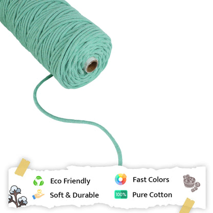 5mm Braided | Mint Green | Approx 100 Metres | 1kg Spool | Cotton | No 35