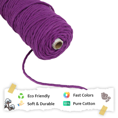 5mm Braided | Reddish Purple | Approx 100 Metres | 1kg Spool | Cotton | No 36