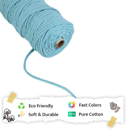 5mm Braided | Aqua Blue | Approx 100 Metres | 1kg Spool | Cotton | No 40