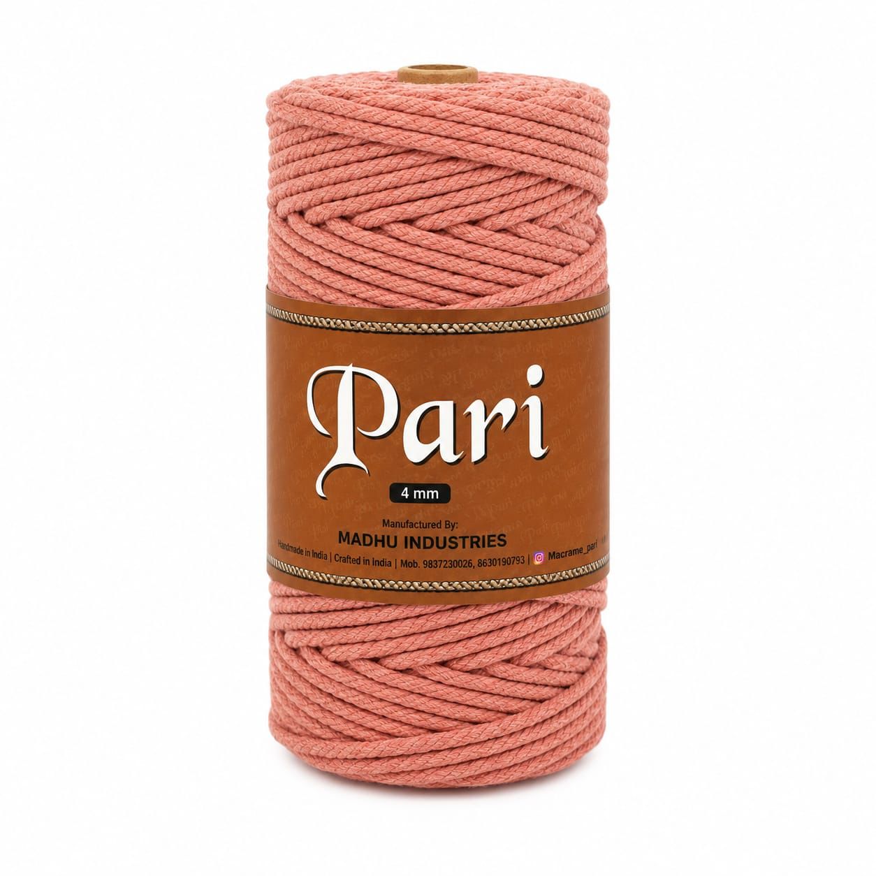 4mm knitted | Baby Orange | 150 meters| 1Kg Spool| Cotton