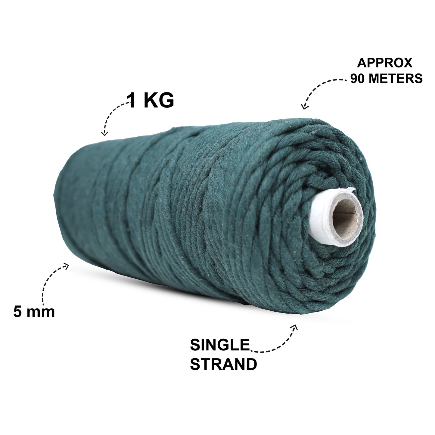 5mm Single Strand | Forrest Green | Approx 100 Metres | 1kg Spool | Cotton | No 10