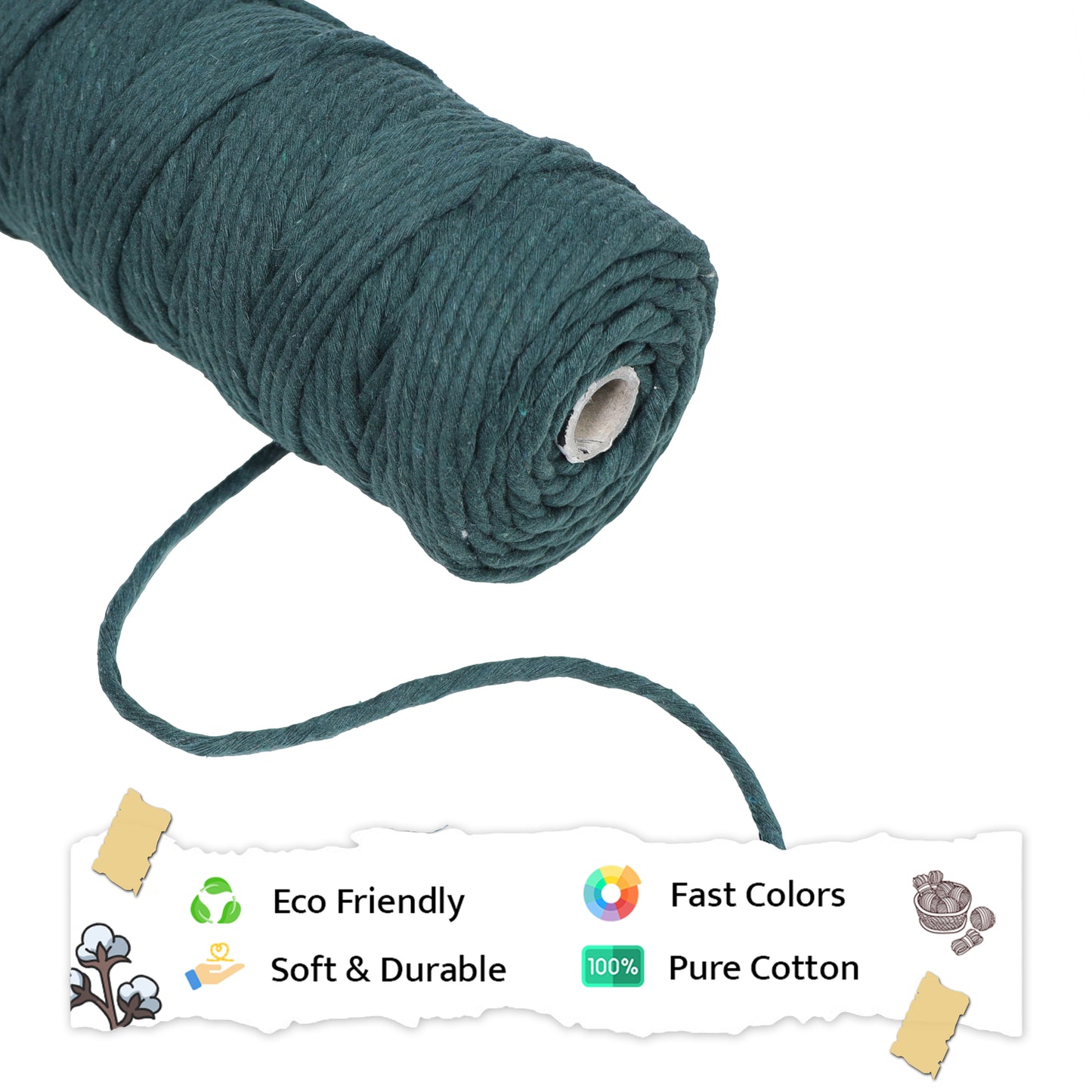 5mm Single Strand | Forrest Green | Approx 100 Metres | 1kg Spool | Cotton | No 10
