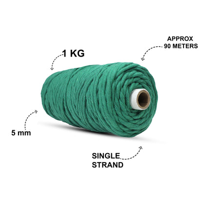 5mm Single Strand | Green | Approx 100 Metres | 1kg Spool | Cotton | No 11