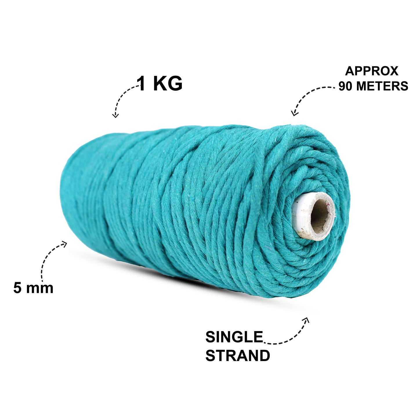 5mm Single Strand | Sea Green | Approx 100 Metres | 1kg Spool | Cotton | No 12
