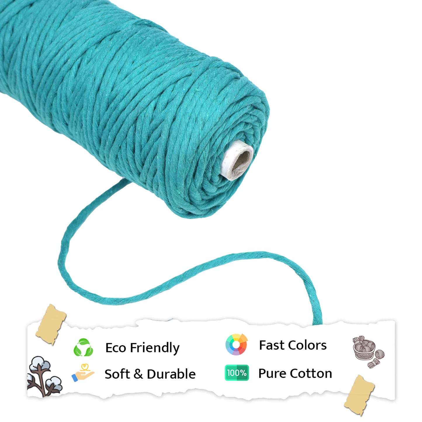5mm Single Strand | Sea Green | Approx 100 Metres | 1kg Spool | Cotton | No 12