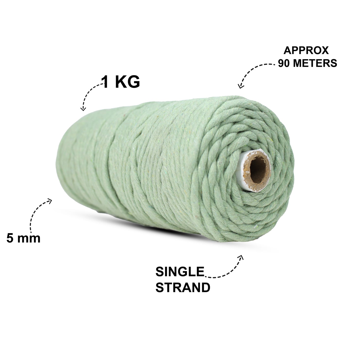 5mm Single Strand | Olive Green | Approx 100 Metres | 1kg Spool | Cotton | No 14