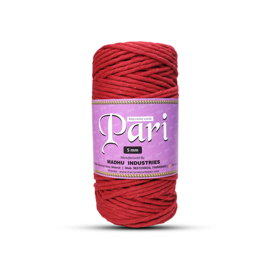 5mm Single Strand | Red | Approx 100 Metres | 1kg Spool | Cotton | No 15