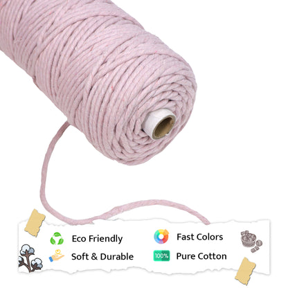 5mm સિંગલ સ્ટ્રાન્ડ | બેબી પિંક | આશરે 100 મીટર | 1 કિલો સ્પૂલ | કપાસ
