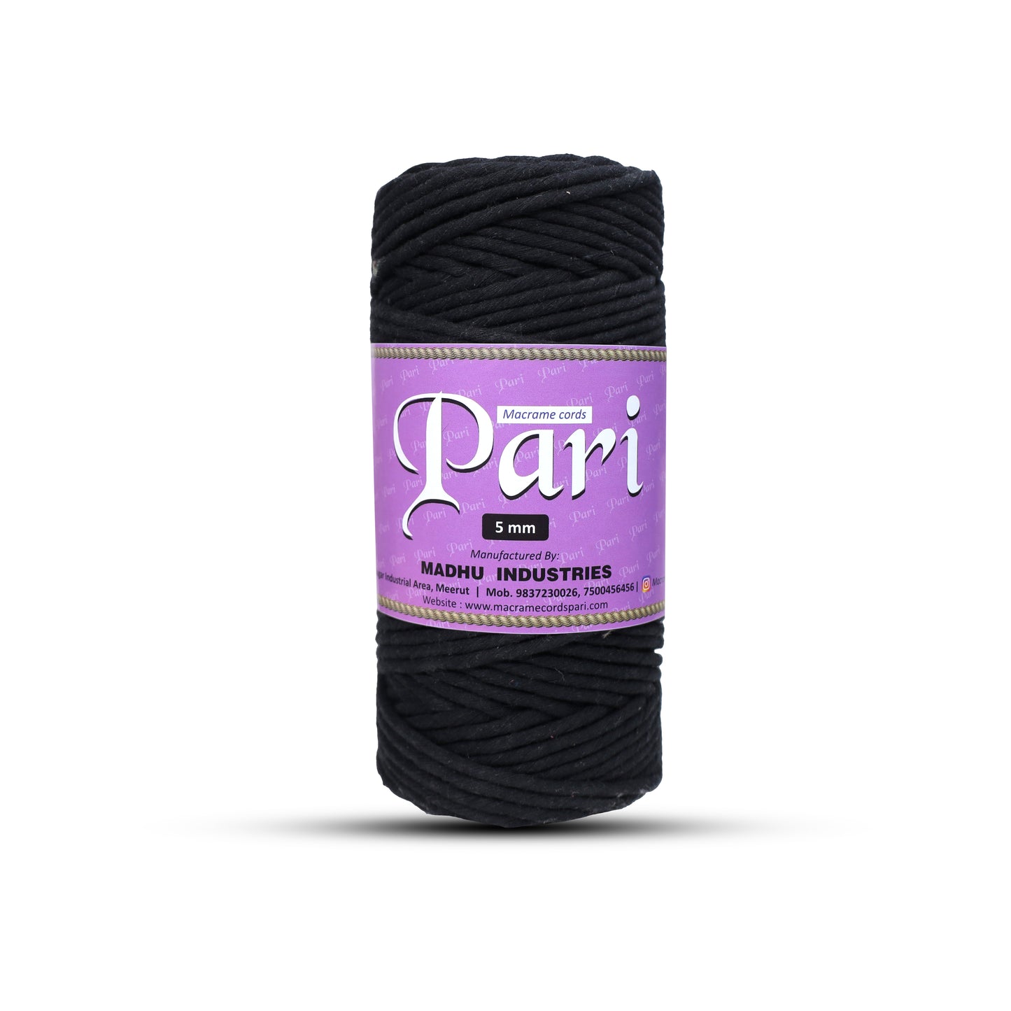 5mm Single Strand | Black | Approx 100 Metres | 1kg Spool | Cotton | No 01