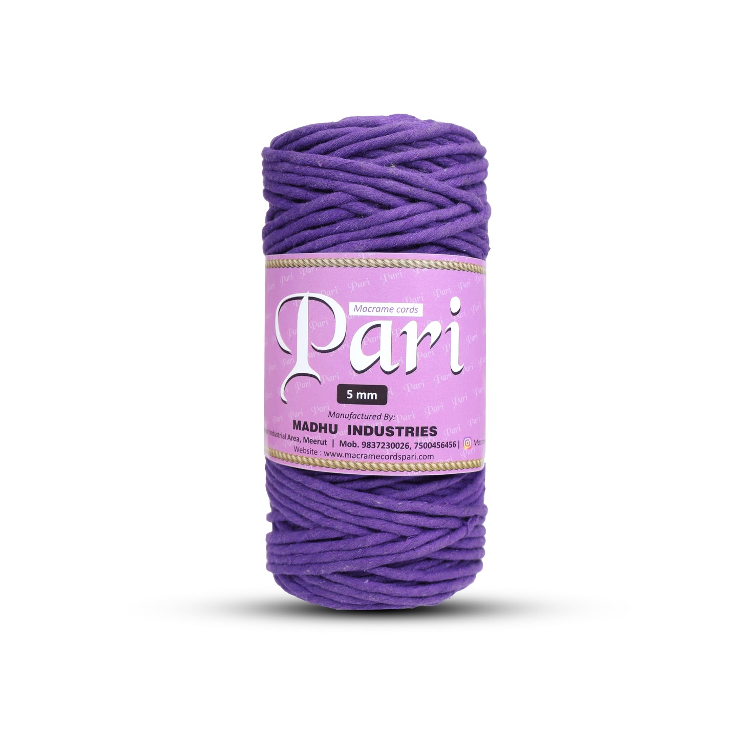 5mm Single Strand | Violet | Approx 100 Metres | 1kg Spool | Cotton | No 21