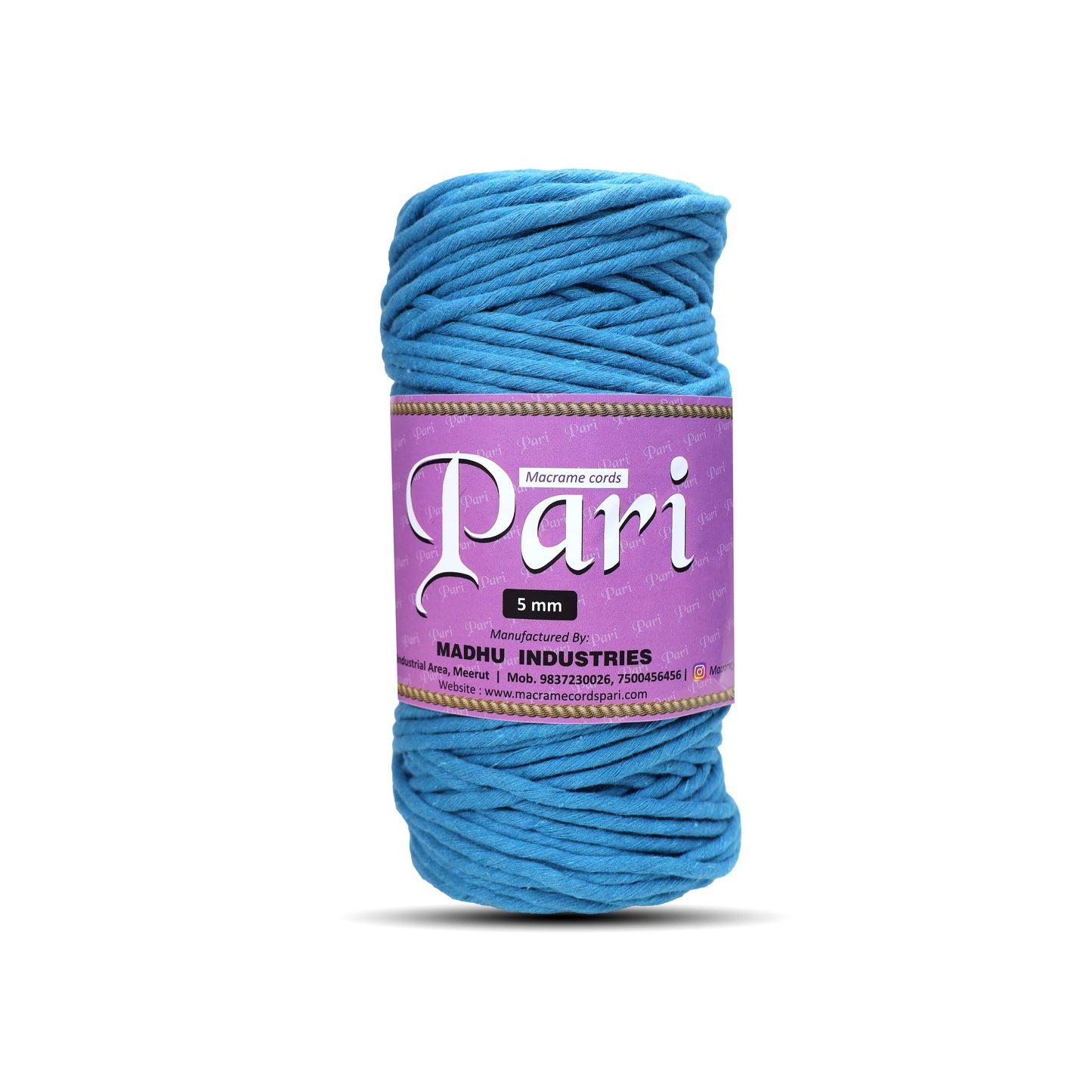 5mm Single Strand | Bright Blue | Approx 100 Metres | 1kg Spool | Cotton | No 22