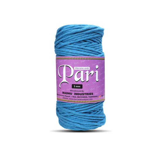 5mm Single Strand | Bright Blue | Approx 100 Metres | 1kg Spool | Cotton | No 22
