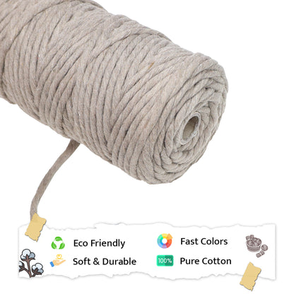 5mm સિંગલ સ્ટ્રાન્ડ | માટીનો રંગ | આશરે 100 મીટર | 1 કિલો સ્પૂલ | કપાસ