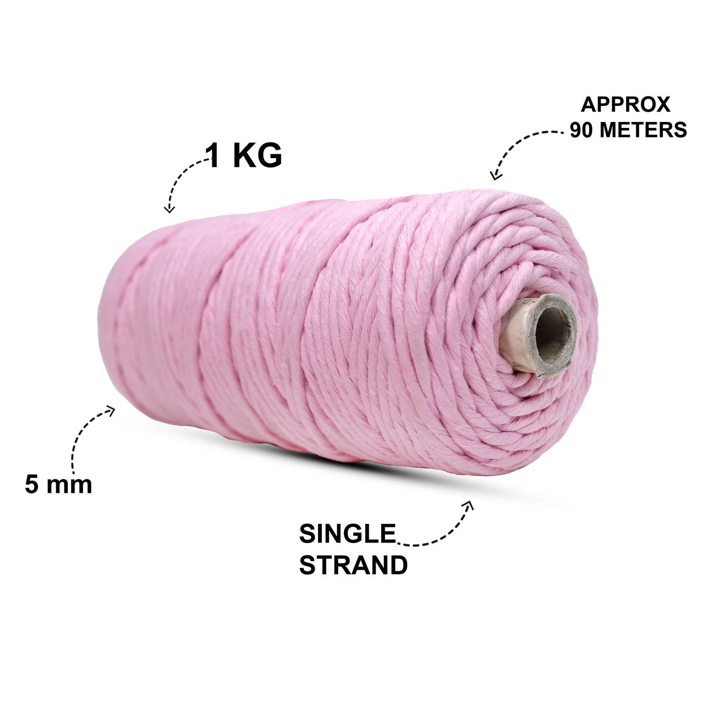 5mm Single Strand | Bubble Gum Pink | Approx 100 Metres | 1kg Spool | Cotton | No 26